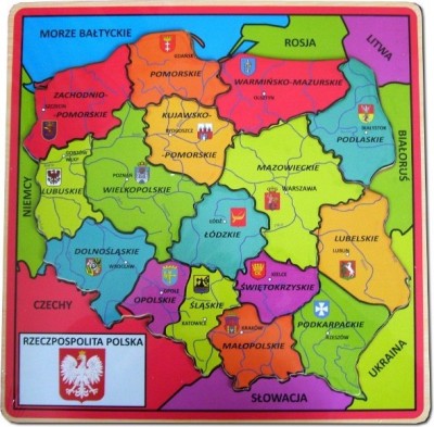 drewniana mapa polityczna Polski